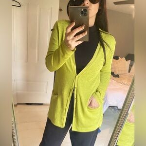 Jones New York Chartreuse Oversized Vintage Cardigan